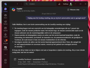 Copilot in Dutch summarises your meeting.